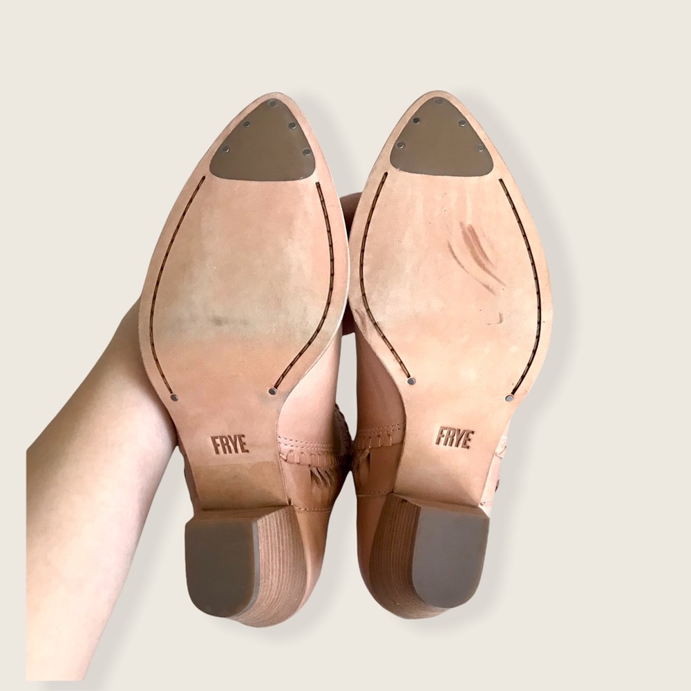 Frye Reed Feather Pink Leather Cut Out Ankle Boot - Picture 13 of 15